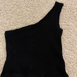 Womens black one shoulder top